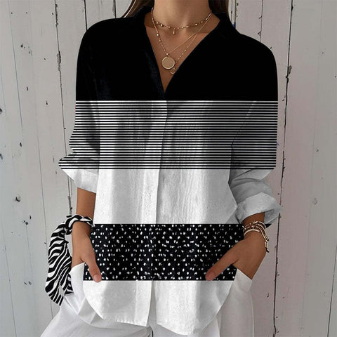Short sleeve lapel print blouse m302889