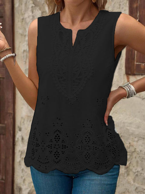 New embroidered splicing lace v-neck sleeveless vest women's top m301480