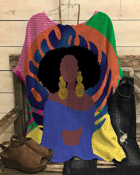 Loose round neck short-sleeved cotton and linen top women's m301281