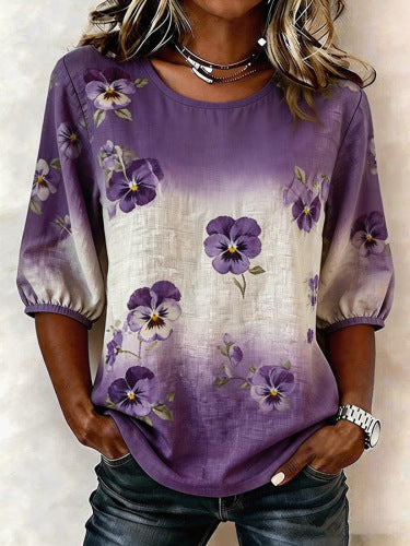 Crew neck T-shirt temperament medium sleeve m302955