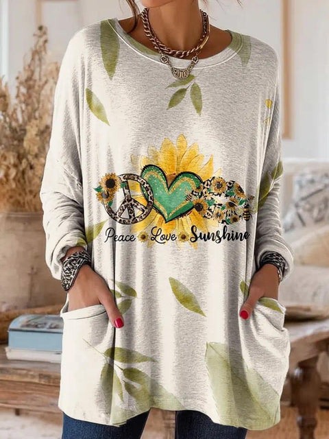 Digital printing women's fashion round neck medium and long top T-shirt m302271