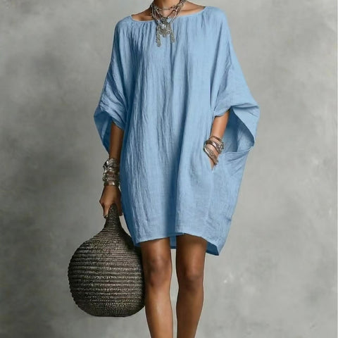 Casual fashion imitation cotton and linen batman loose dress m302951