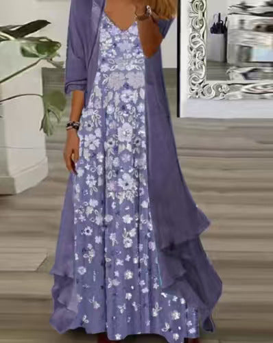 Holiday suspender long skirt Indian style swing skirt two-piece set m302893