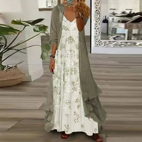 Holiday suspender long skirt Indian style swing skirt two-piece set m302893