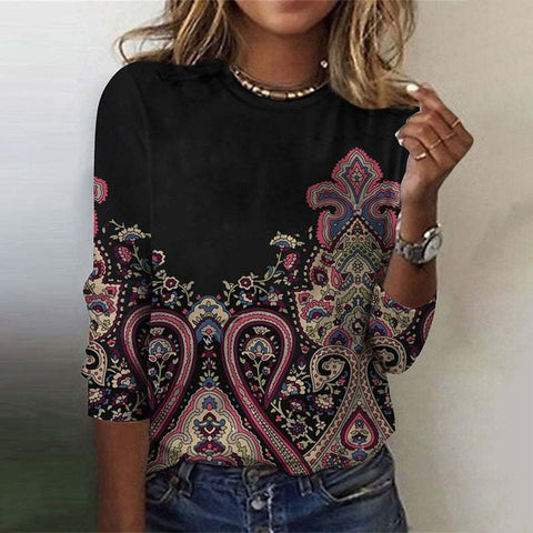 Creative flower 3D digital printing casual trend crew neck T-shirt m302222