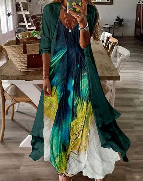 Holiday suspender long skirt Indian style swing skirt two-piece set m302893