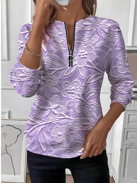3D printed long-sleeved half-open zipper sweater for women m303052