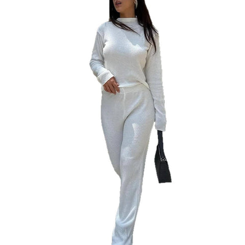 Homewear Women's Waffle Knitted Suit Daily Casual Commuter Two-piece Set m301779