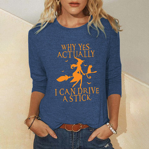 Crew neck T-shirt women's long-sleeved loose printed top m300648