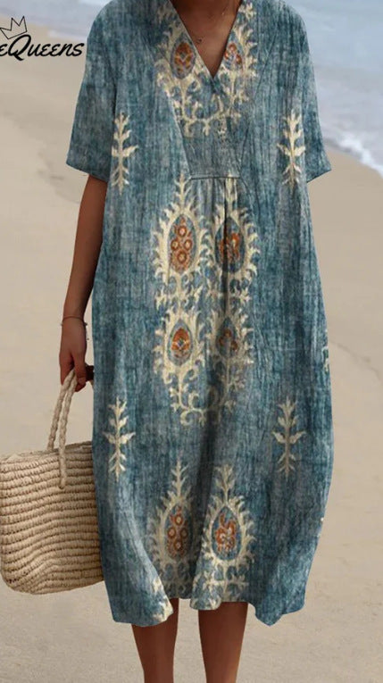 New sleeveless casual printing temperament long dress dress slim fit small fresh casual dress m301521