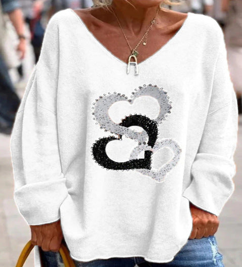 Large size split love dog 3D printing urban casual women's long T-shirt m301662