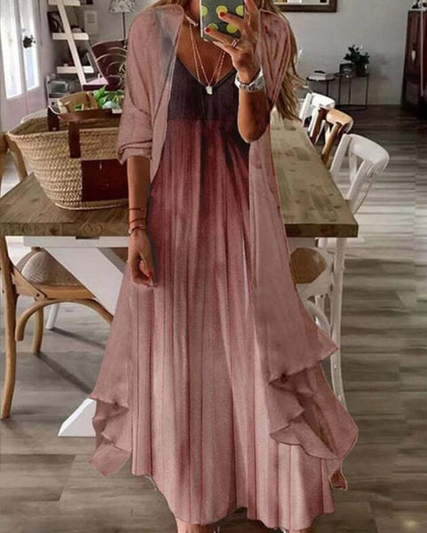 Holiday suspender long skirt Indian style swing skirt two-piece set m302893
