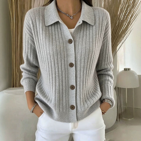 Polo neck sweater jacket women's autumn and winter outer design sense niche lazy knitted cardigan FF303361