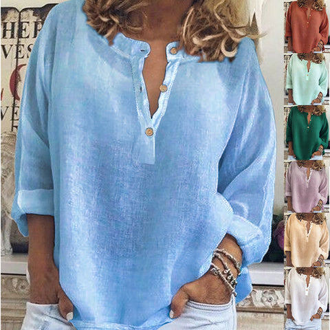 Long sleeve cotton and linen shirt m302917