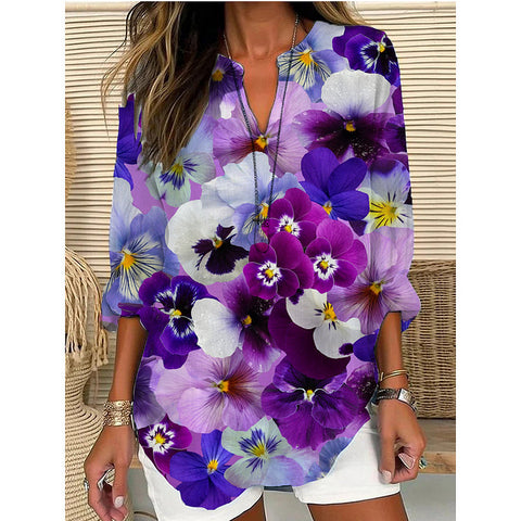 Loose printing round neck casual large size pullover women's clothing T m301359