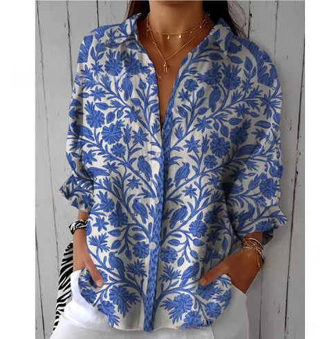 Fashion casual drape retro shirt long sleeve top m303039