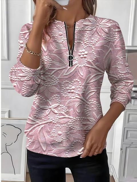 3D printed long-sleeved half-open zipper sweater for women m303052