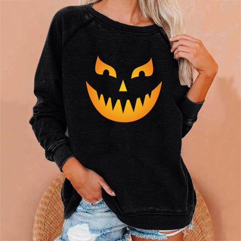 Halloween Fun Print, Women's Crew Neck Long Sleeve Sweater M800011