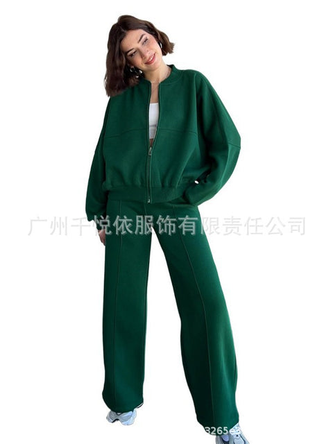 Winter velvet women's suit women's solid color sweater casual suit m301676