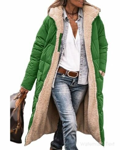 Solid color hooded cotton clothes long sleeves double-sided wear slim temperament cardigan jacket top m300612