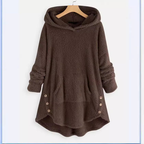 Hooded pullover long-sleeved double-sided velvet medium and long sweater m300435