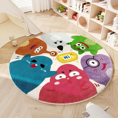 Cartoon Monster Imitation Cashmere Carpet Round Bedside Carpet Hanging Basket Rotating Chair Floor Mat M3331026