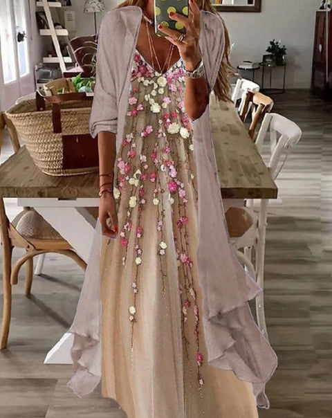 Holiday suspender long skirt Indian style swing skirt two-piece set m302893