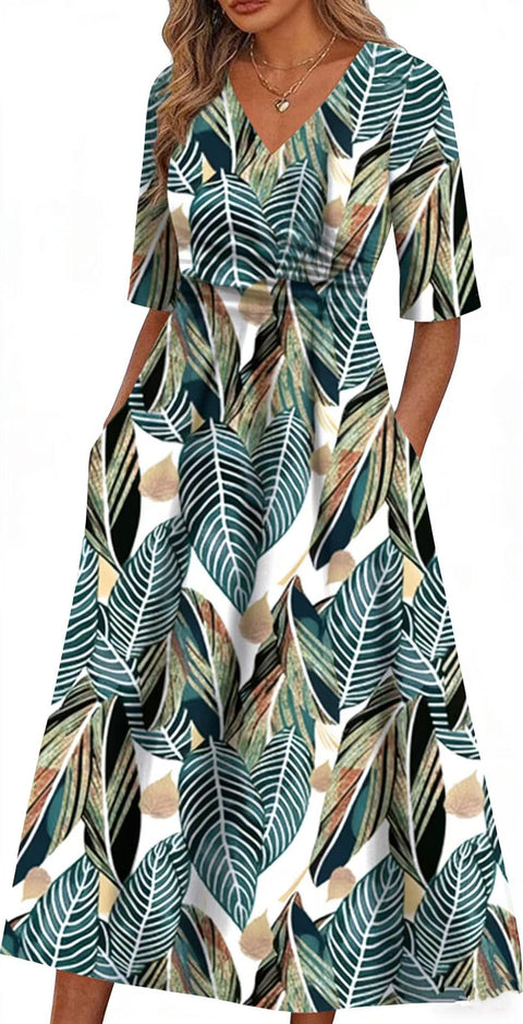 Summer v-neck pocket dress m302897