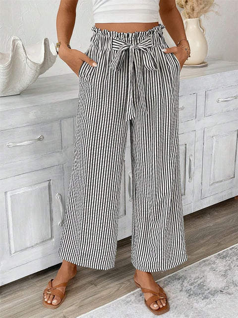 Striped casual elegant straight-leg pants for women m301455