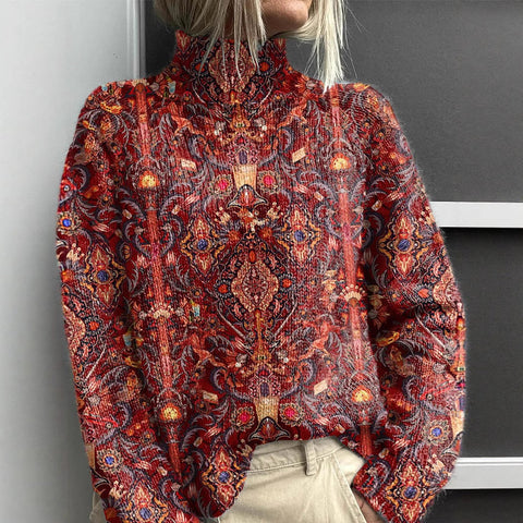 Christmas abstract print casual cape jacket cardigan sweater m302114