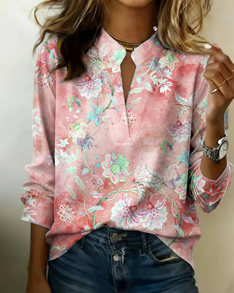 3D digital printing pullover V-neck long-sleeved women's top m303016