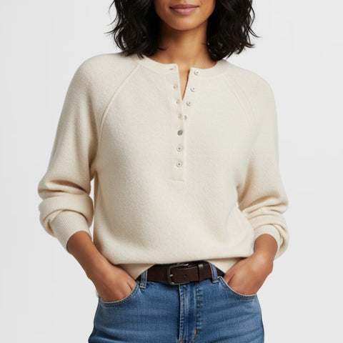 Autumn and winter women's casual crew neck sweater henry shirt button-up knitted pullover m302089