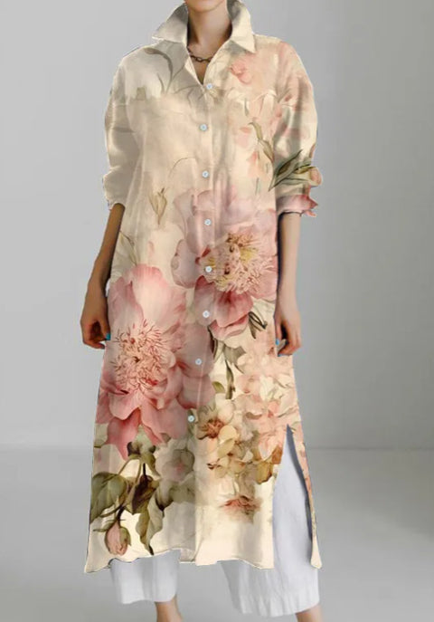 Casual abstract 3D printing autumn and winter long sleeve slit lining m303182