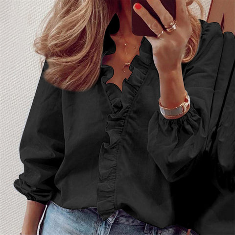 Long Sleeve Ruffle Shirt Women's Shirt m301332