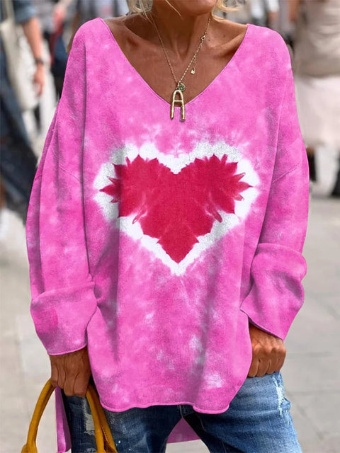 Large size split love dog 3D printing urban casual women's long T-shirt m301662