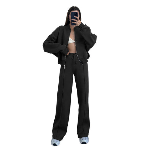 Winter velvet women's suit women's solid color sweater casual suit m301676
