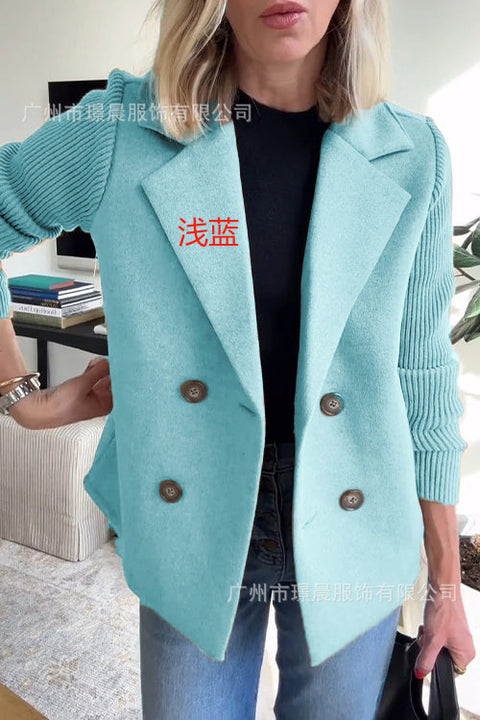 Women's fashion temperament woolen splicing jacket m302098