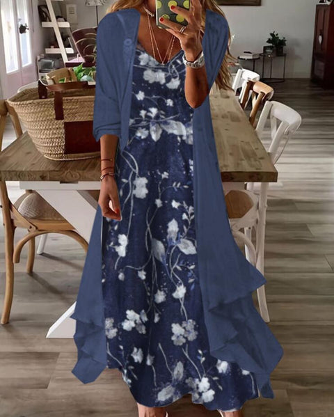 Holiday suspender long skirt Indian style swing skirt two-piece set m302893