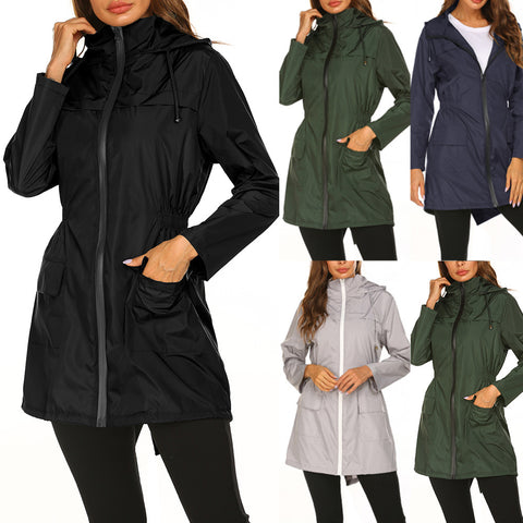 Women's new outdoor jacket, waist hooded light and thin rainproof raincoat jacket m301831