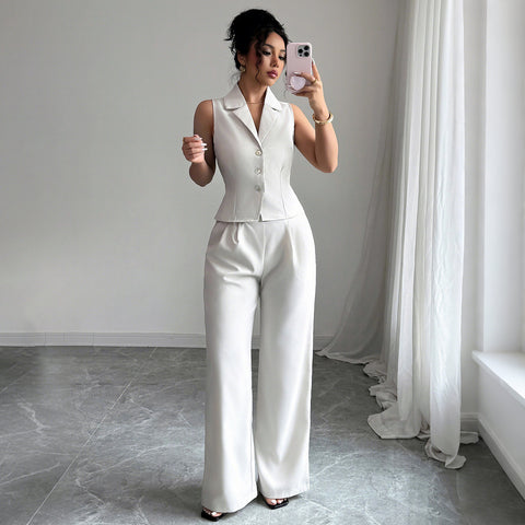 Holiday style button vest trousers two-piece suit women's clothing m301389
