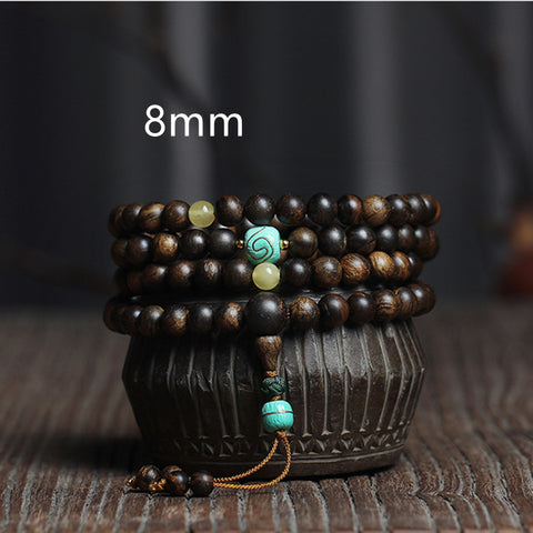 Nha Trang agarwood bracelet 8mm108 Buddha beads men's and women's bracelets DIY turquoise jasper accessories simple atmosphere m3331318