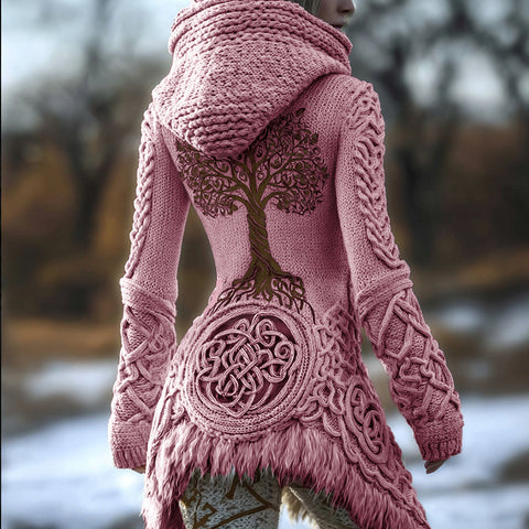 Cardigan long imitation knitted lazy wind hooded long cardigan sweater autumn and winter women's clothing m302125