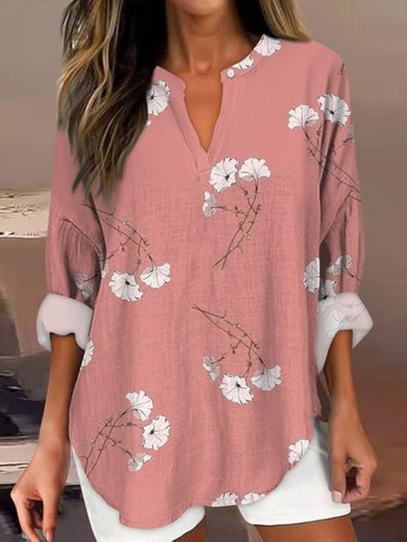 Floral 3D digital printing women's fashion crew neck loose shirt top m301357