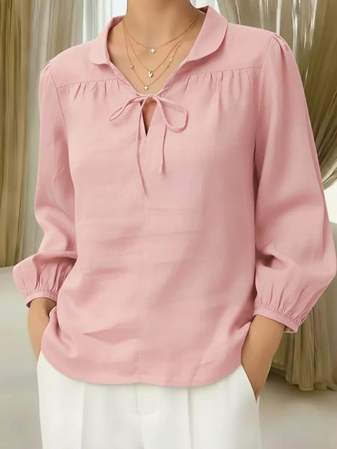 Lace collar lace-up top lantern sleeve m302719