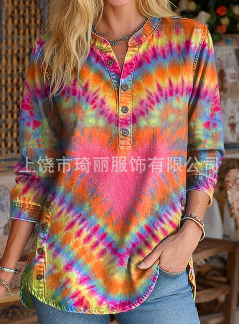 Women's Floral Print V-Neck Casual Women's Short Sleeve Top FF303332