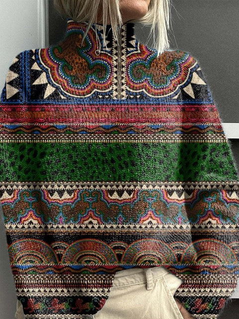 Christmas abstract print casual cape jacket cardigan sweater m302114