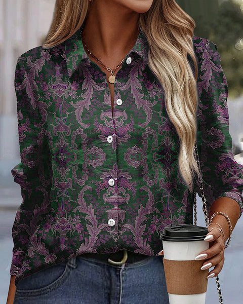 Long Sleeve Shirt 3D Sequin Gradient Print Loose Casual Top m302406