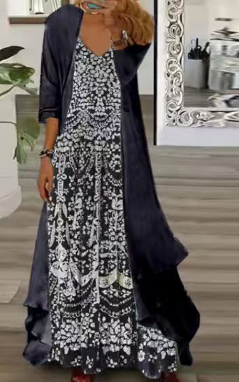 Holiday suspender long skirt Indian style swing skirt two-piece set m302893