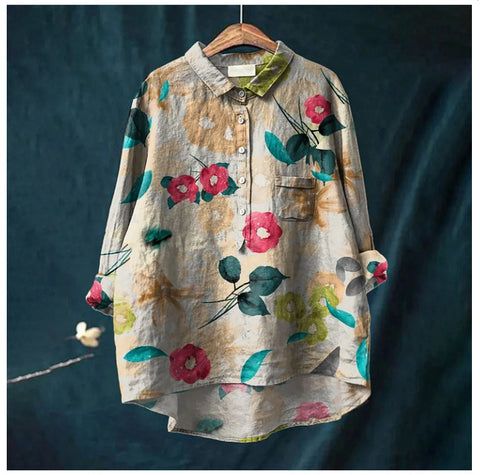 Loose printing crew neck casual large size women's T-shirt m301283