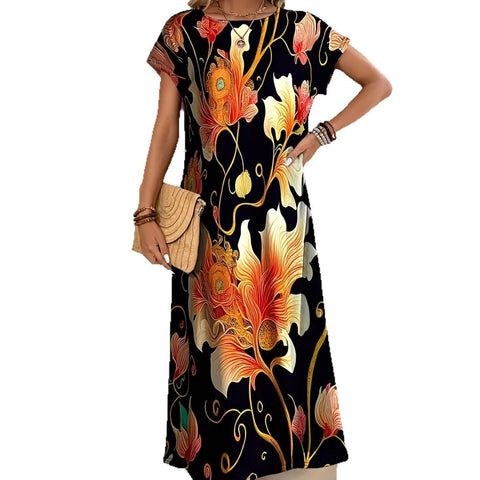 Short sleeve printed elegant fashion dress m301202
